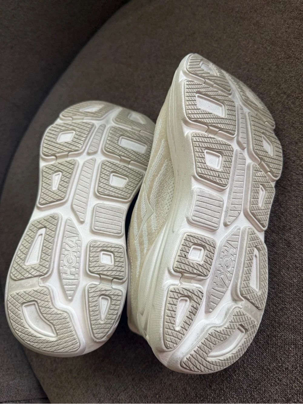 Hoka men’s  Cream/Off-White Athletic Running Shoes